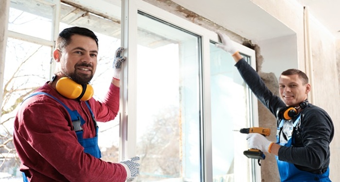 window being fitted